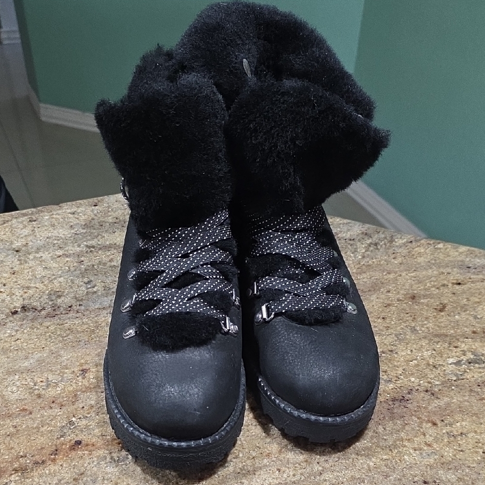J.Crew Nordic Black Nubuck Leather Winter Boots Size US 8